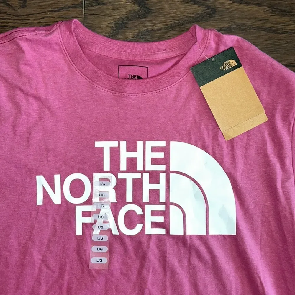 New PINK The North Face Block PRINT BIG Logo Half Dome T-Shirt Cotton UNISEX L